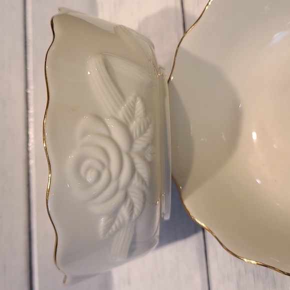LENOX CHINA BOWLS (2) Rose Blossom Ivory gold trim Vintage set of 2 - Picture 6 of 7